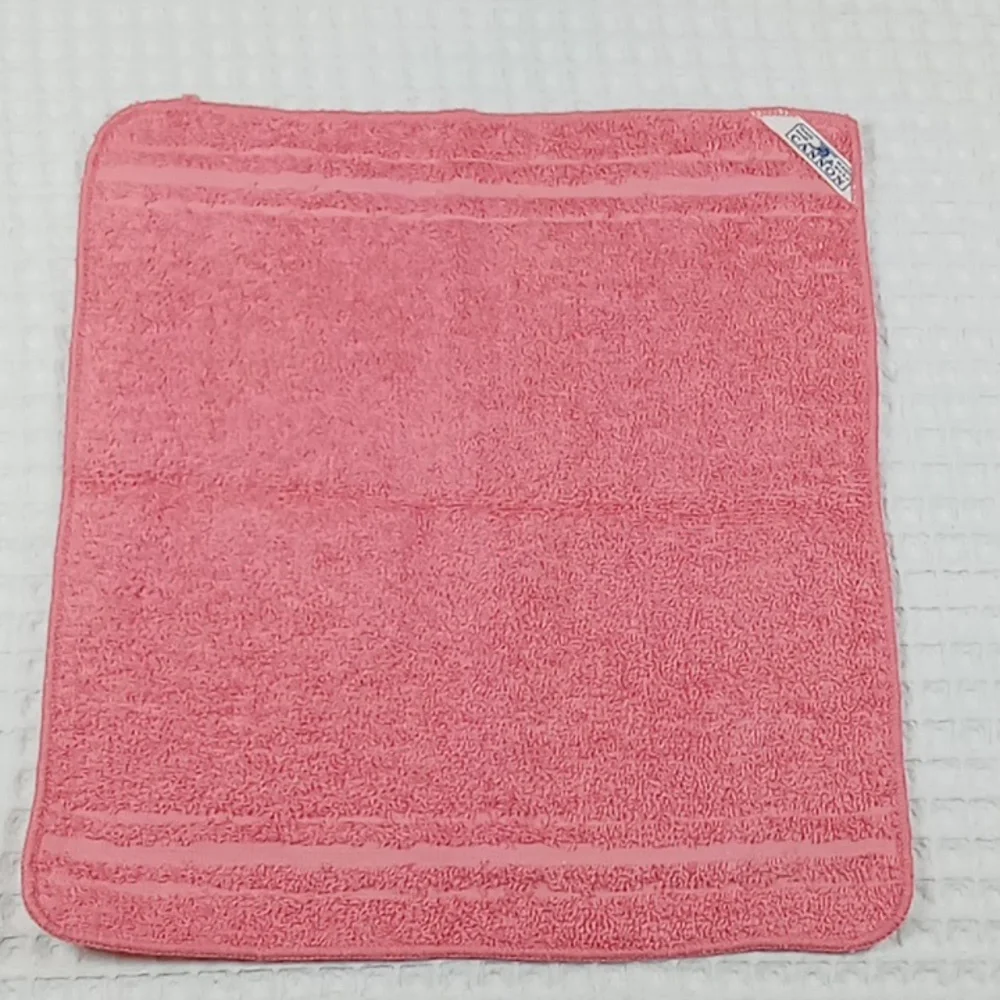 Vintage Cannon Pink Towel Set w/ Embroidered Floral Design Face Cloth Hand Bath